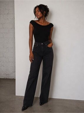 Lush Elegant Black Cross Back BodySuit
